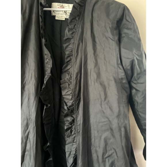 VTG Count Romi Women's Ruffle Trench Coat Size 12 Whimsigoth Feminine Retro - Picture 2 of 8
